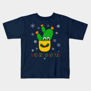 Merry Cactus - Opuntia Microdasys Cactus In Christmas Holly Pot Kids T-Shirt